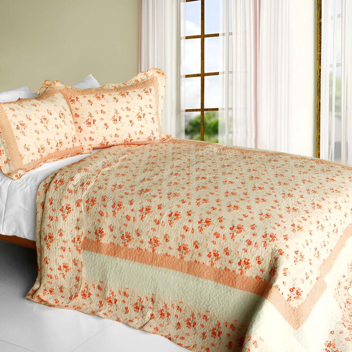 Vermicelli Quilted Cotton Printed Quilt Set Queen Size Les Coristes Design Set