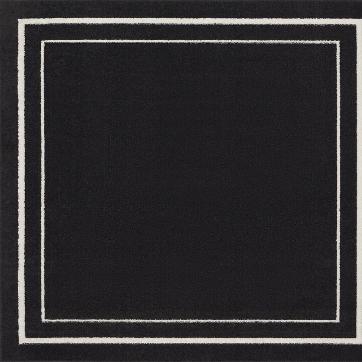 HomeRoots 5' Black And Ivory Square Indoor Outdoor Area Rug
