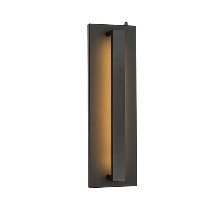1-Light H20 in Minimalist Modern Linear 23W Integrated LED Outdoor Wall Sconce with Dusk to Dawn Sensor in Matte Black for Porch Patio