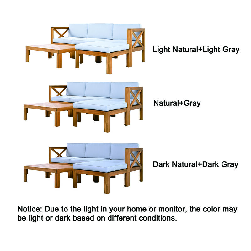 Merax Outdoor Backyard Patio Wood Sectional Sofa Seating Set