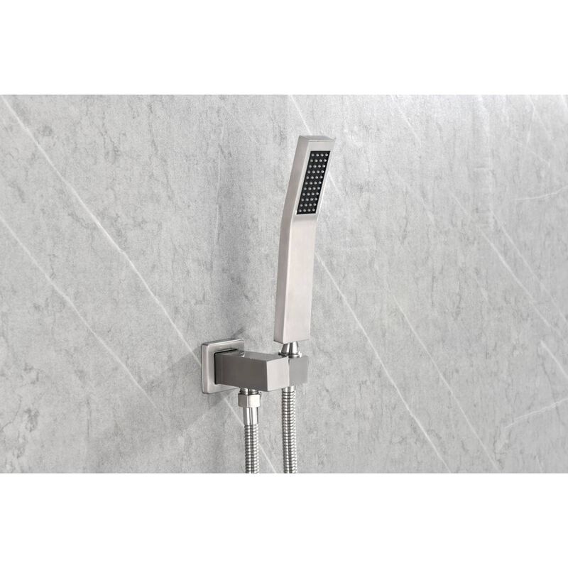 Shower System With Shower Head, Hand Shower, Hose, Valve Trim, Lever Handles And Niche