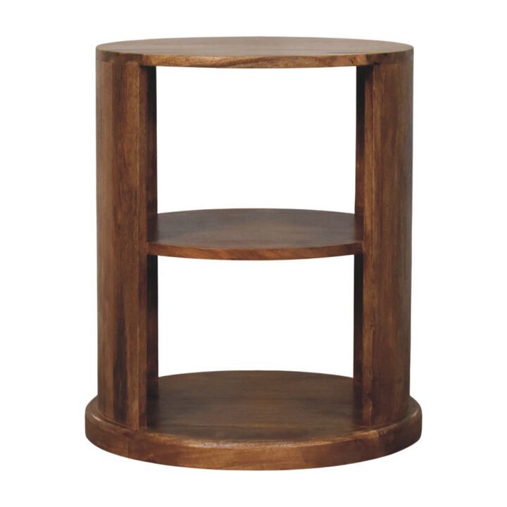 Artisan Furniture Solid Wood Ventura Open Round Side Table, Brown