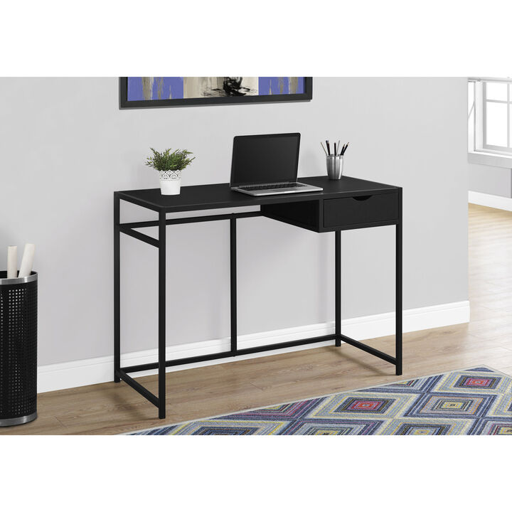 Monarch Specialties I 7220 Computer Desk, Home Office, Laptop, Storage Drawer, 42"L, Work, Metal, Laminate, Black, Contemporary, Modern