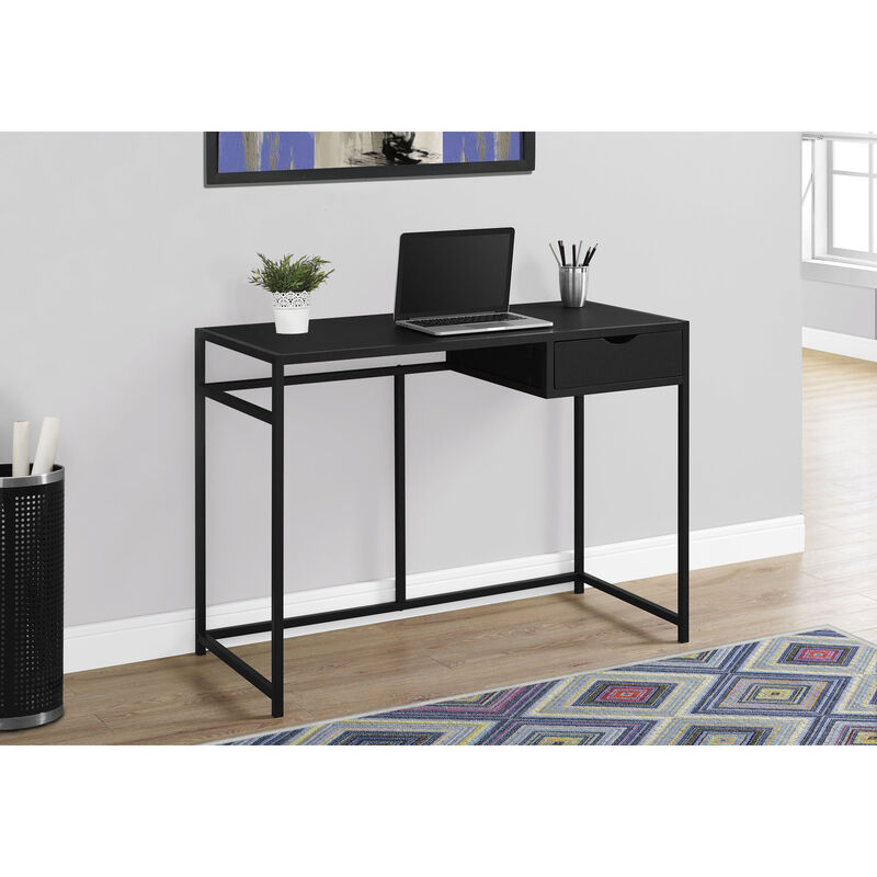 Monarch Specialties I 7220 Computer Desk, Home Office, Laptop, Storage Drawer, 42"L, Work, Metal, Laminate, Black, Contemporary, Modern