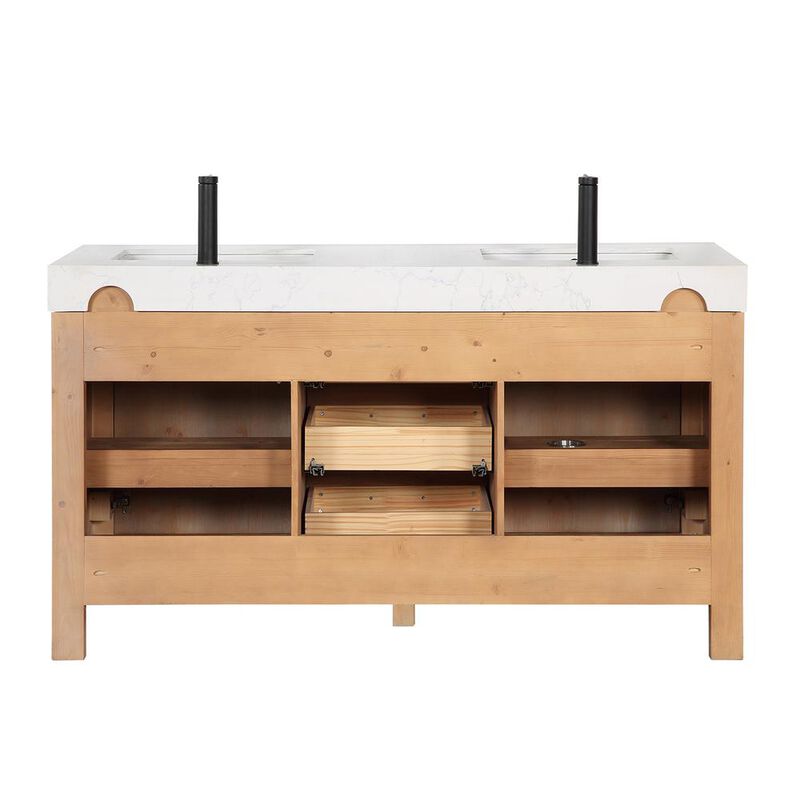 Vinnova Design Free-standing Double Bathroom Vanity with Composite top in Lightning White