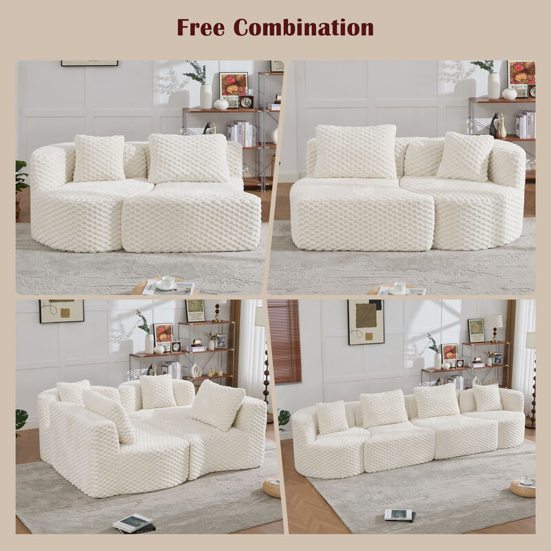 Merax Modular Sofa with Deep Seating & Bubble Velvet Upholstery &ndash; Freely Configurable Sections image number 4