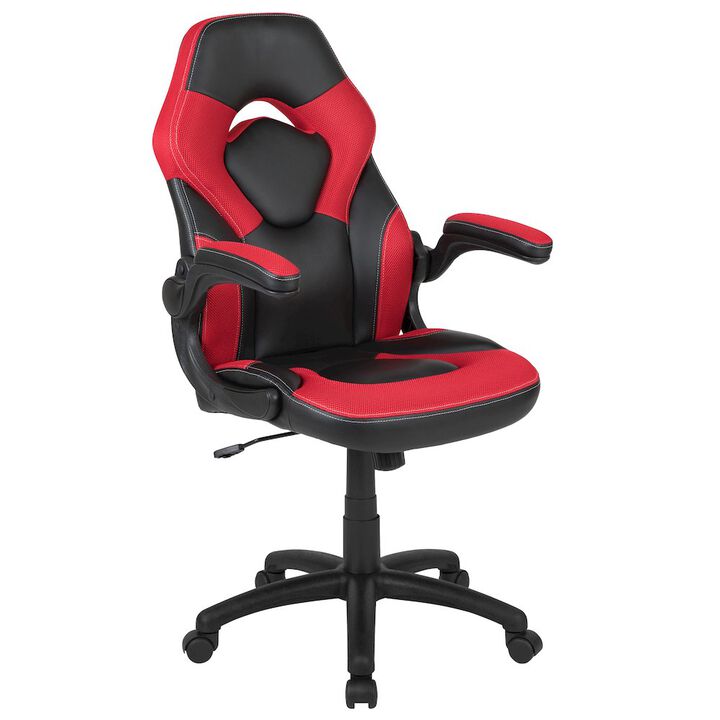 Flash Furniture X10 Gaming Chair Racing Office Computer Swivel Chair, White/Black LeatherSoft