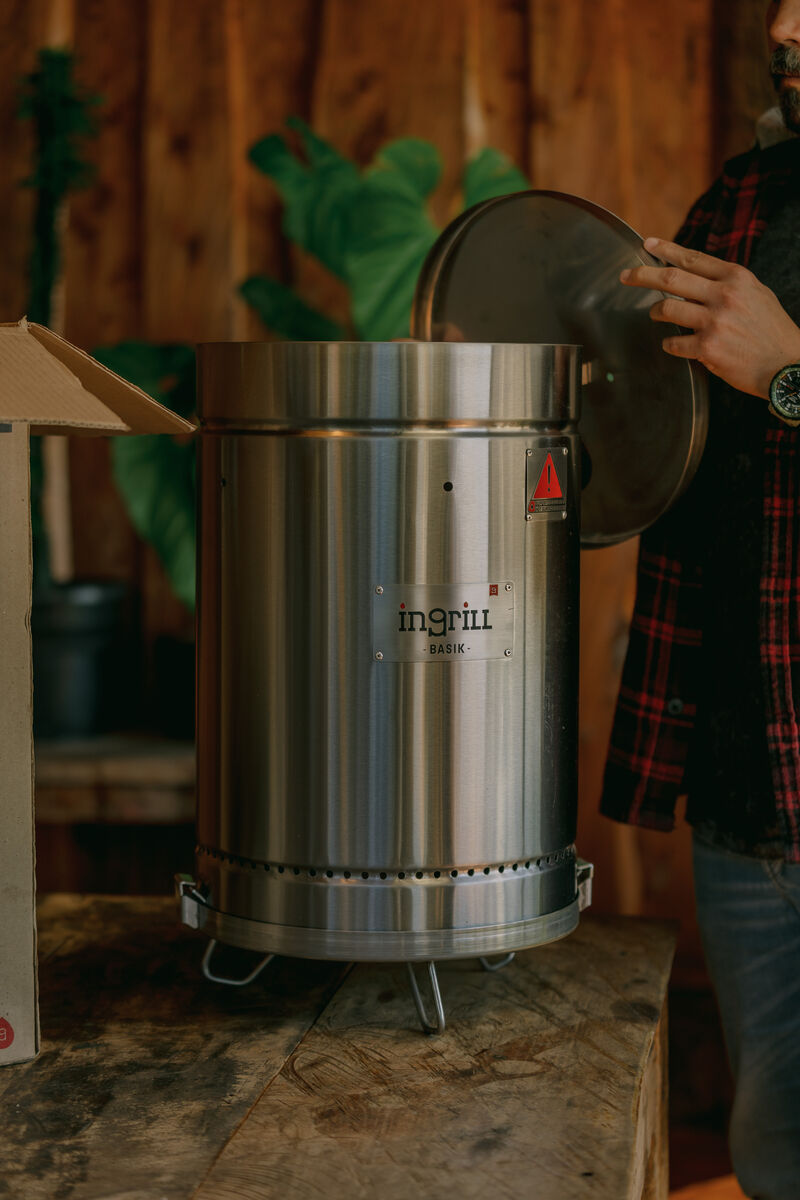 3-in-1 Stainless Steel Smoker Barrel Grill &ndash; Portable Charcoal BBQ with Thermometer, 25 lbs Outdoor Cooking Smoker for Camping, Backyard & Home BBQ INGRILL image number 3