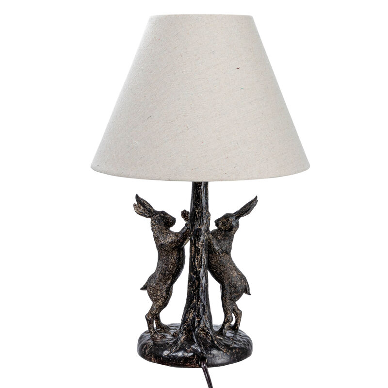 Bunny Rabbit Table Lamp with Linen Empire Shade, Brown and Natural image number 7