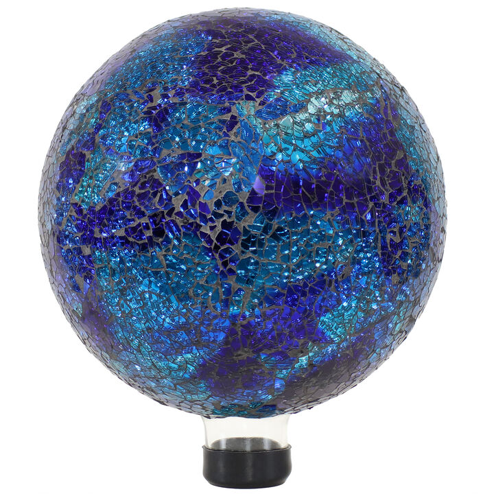 Sunnydaze Deep Ocean Swirl Crackled Glass Gazing Globe - 10 in