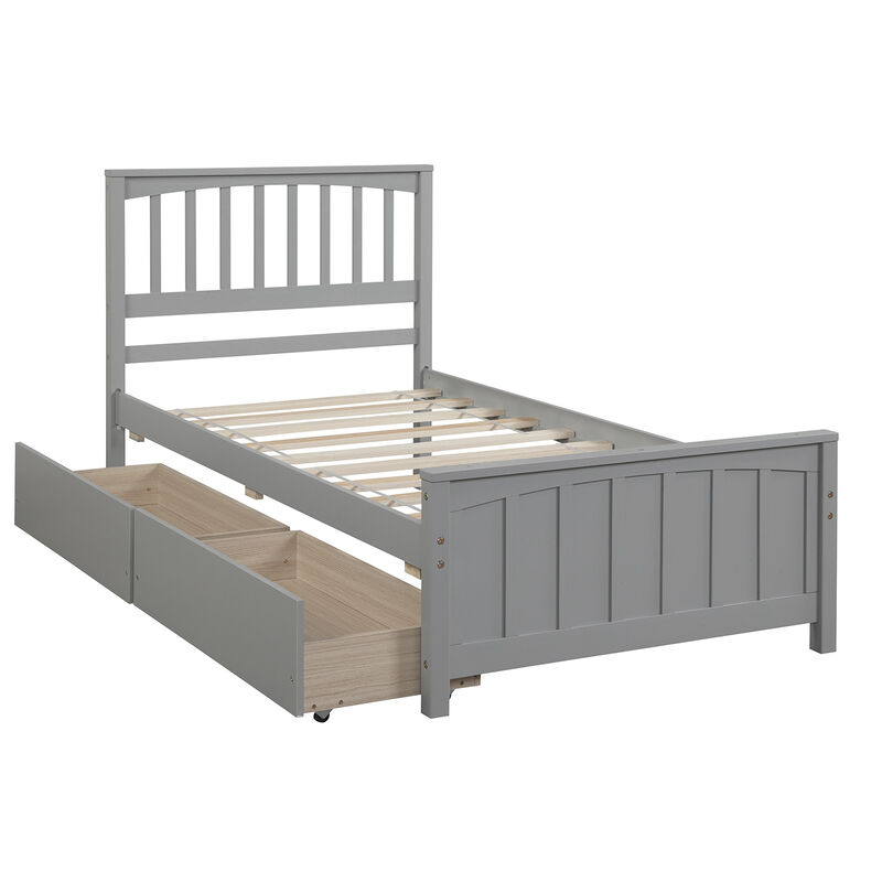 Whisen Elegant Design Twin Size Platform Bed with Two Drawers