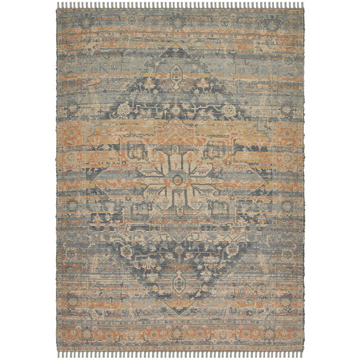 HomeRoots 4' X 6' Orange Beige And Gray Oriental Hand Woven Area Rug With Fringe