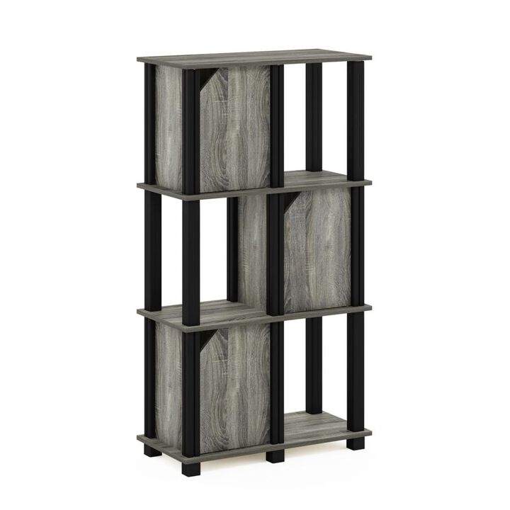FURINNO Brahms Storage Shelf, 4-Tier, French Oak Grey/Black