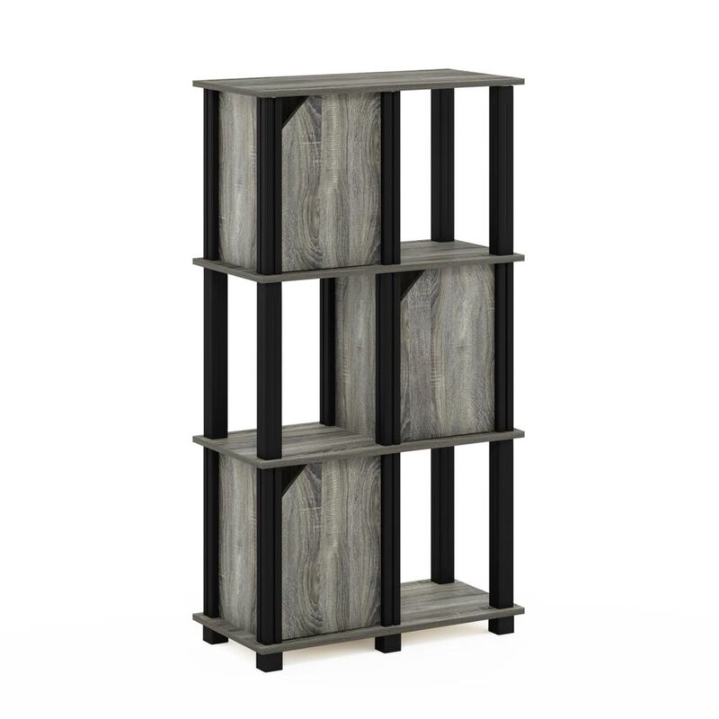 FURINNO Brahms Storage Shelf, 4-Tier, French Oak Grey/Black
