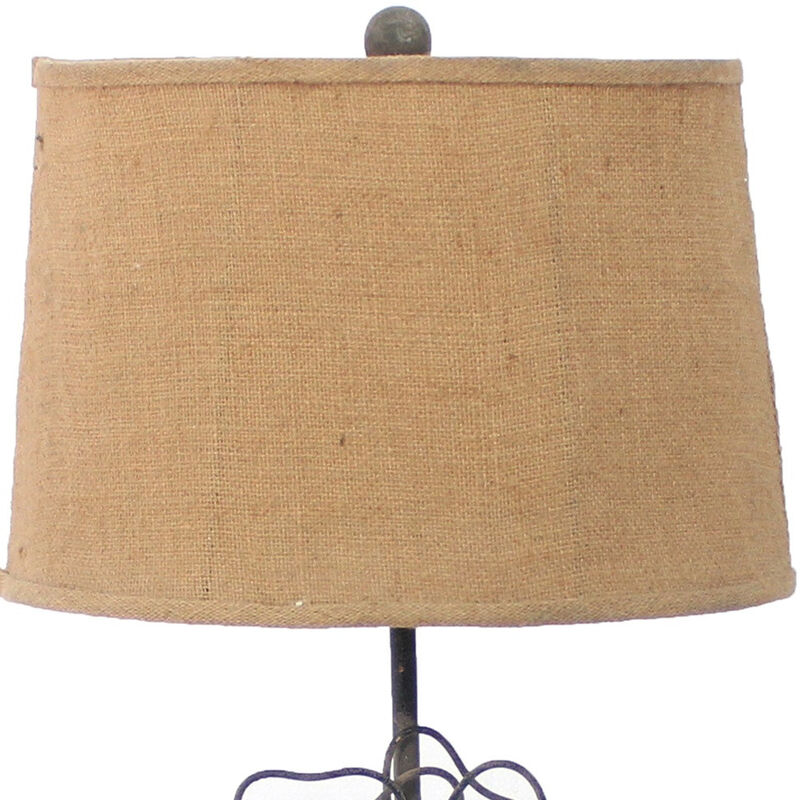 Hivvago 28" Distressed Gray Metal Novelty Bedside Lamp With Khaki Drum Shade