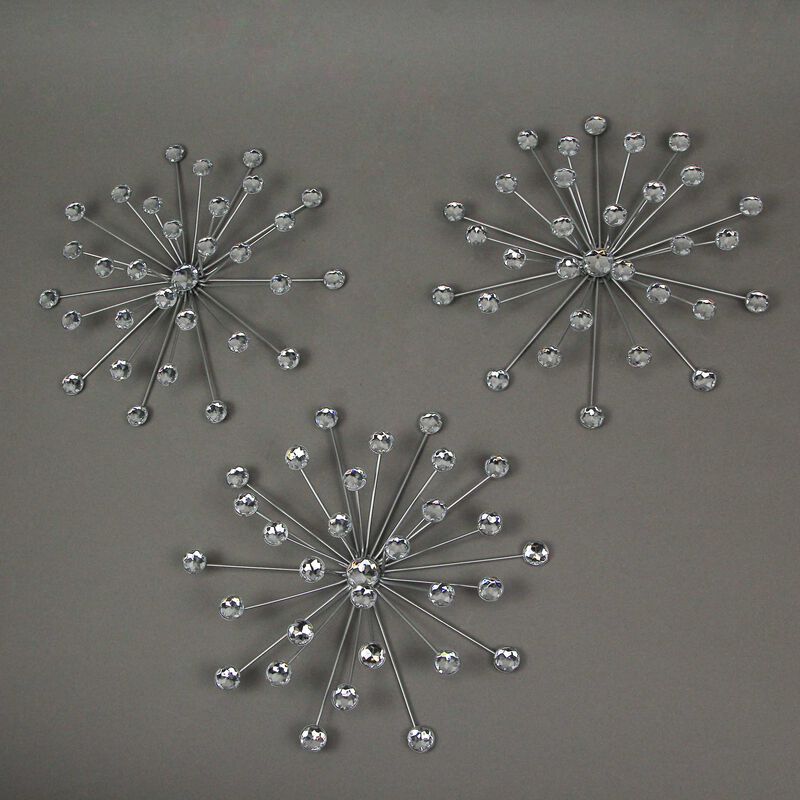 Jeweled 3D Bursting Star Wall Sculpture Set of 3 image number 2