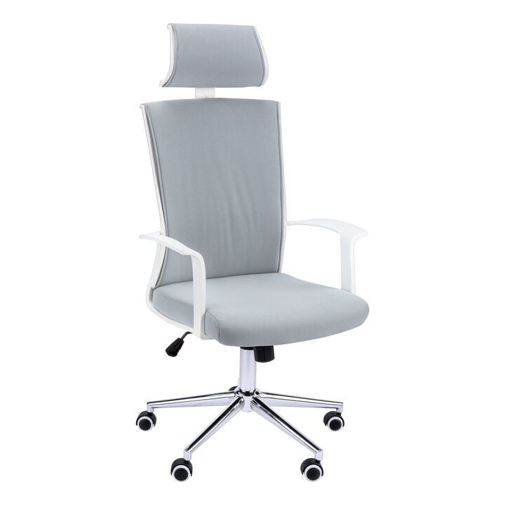 Monarch Specialties I 7301 Office Chair, Adjustable Height, Swivel, Ergonomic, Armrests, Computer Desk, Work, Metal, Mesh, White, Chrome, Contemporary, Modern