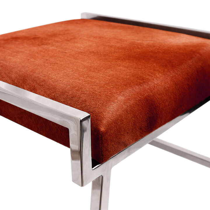 Pasargad Home Eira Brown Cowhide Stool