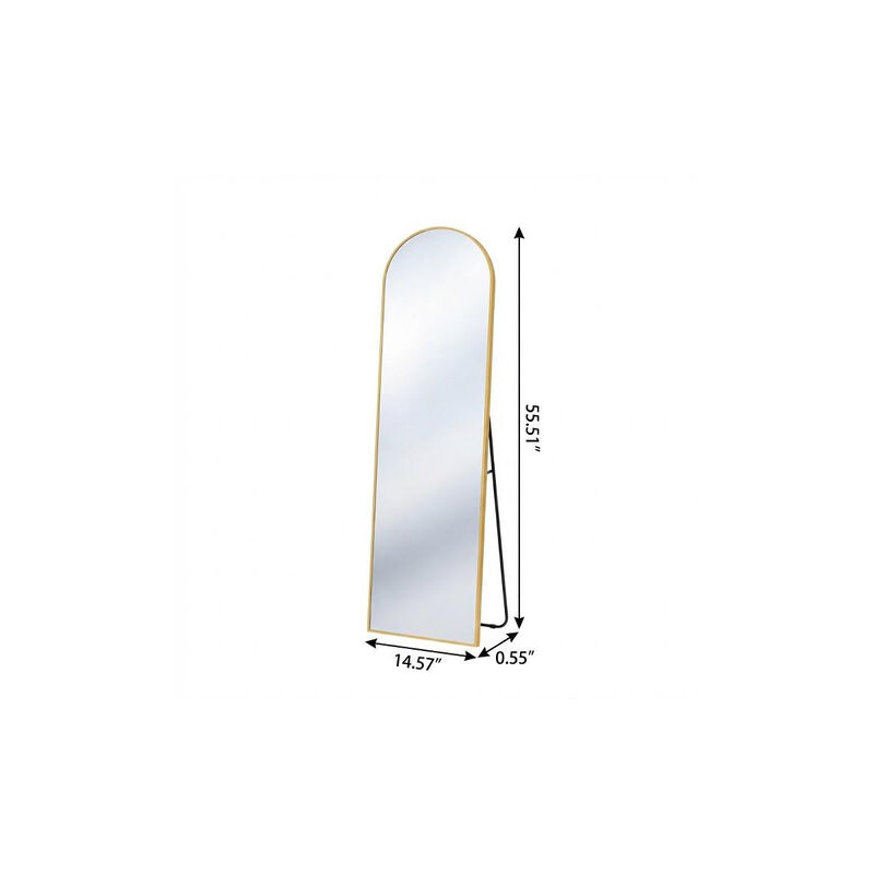 HomeRoots 56" Gold Aluminum Arch Freestanding And Wall Mounted Framed Full Length Mirror image number 2