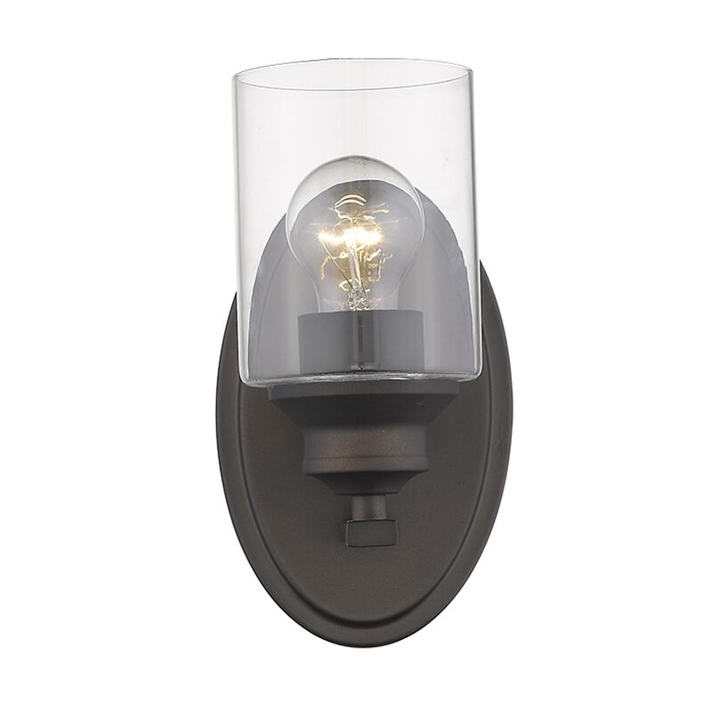 Hivvago One Light Bronze Wall Light with Clear Glass Shade