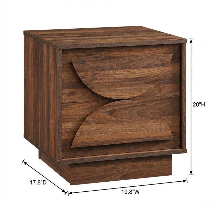 Brown Wood Nightstand with 2 Drawers, Modern Design for Bedroom Storage image number 1