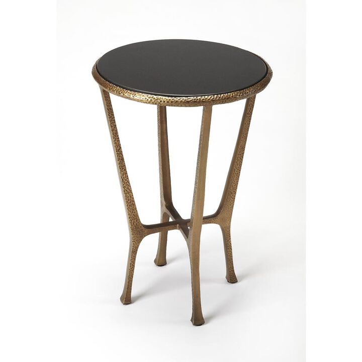 Metal and Stone Round End Table, Belen Kox