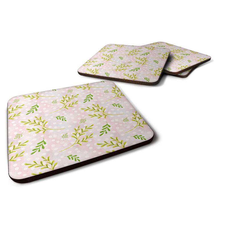 Caroline's Treasures Watercolor Leaves Pink Decorative coasters, 3.5, Multicolor