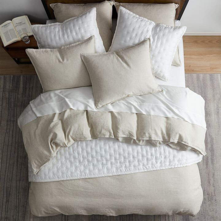 French Flax Linen Twin Duvet Cover Set in Natural