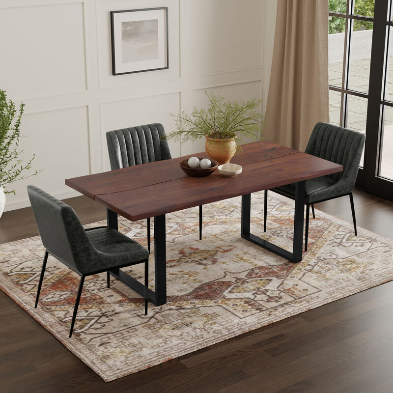 Fieldcrest 72 inch x 36 inch Rectangle Modern Industrial Dining Table in Dark Walnut image number 2