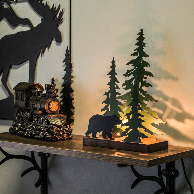 Rustic Metal Black Bear Forest Accent Lamp Decorative Woodland Cabin Home Decor image number 9