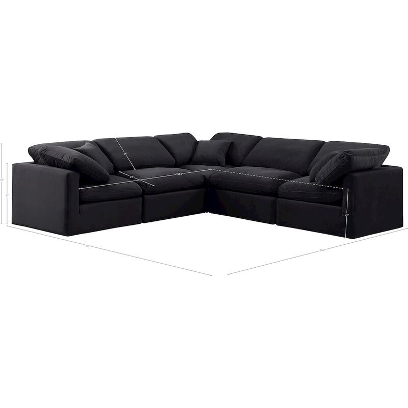 Meridian Furniture Indulge Black Velvet Modular Sectional