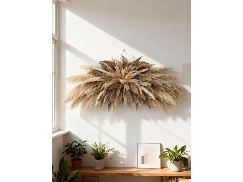 Large Pampas Grass Wall Decor Boho Dried Flower Kit for Living Room Bedroom image number 1