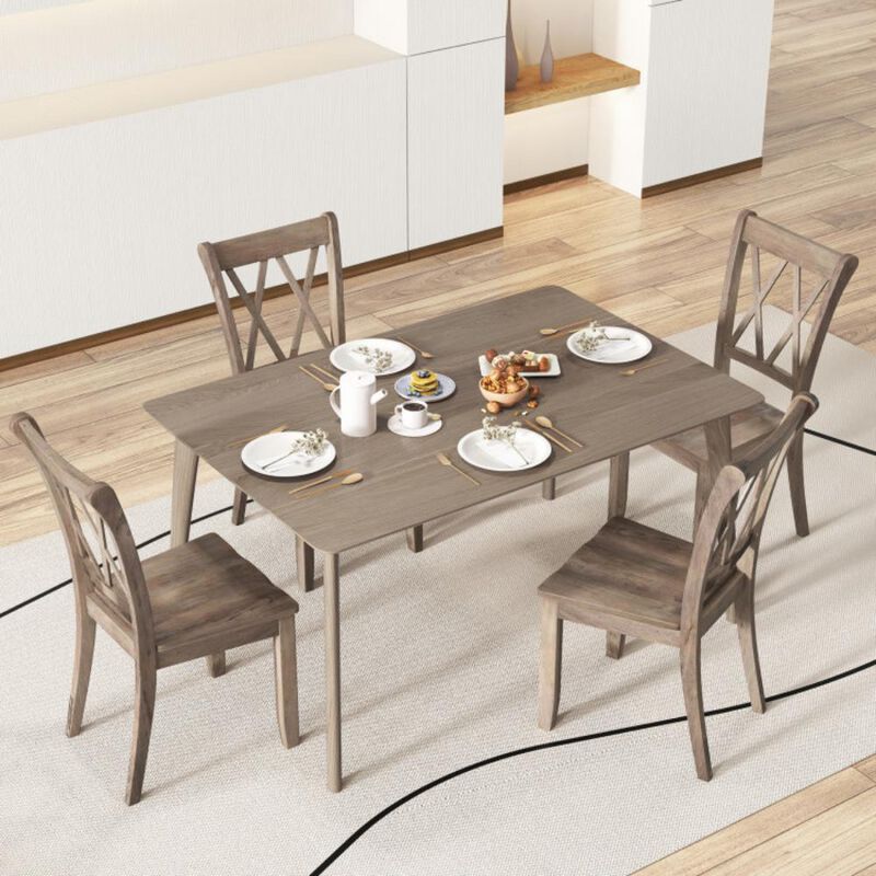 Hivvago Set of 2 Wooden Dining Chairs Mid Century Farmhouse Retro Kitchen Chairs