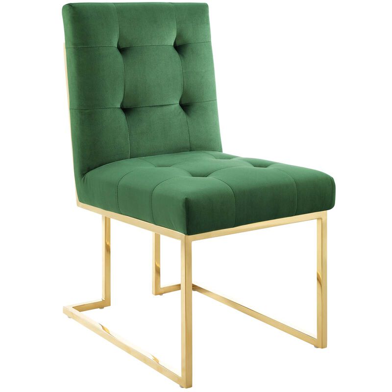 Privy Gold Stainless Steel Performance Velvet Dining Chair image number 0