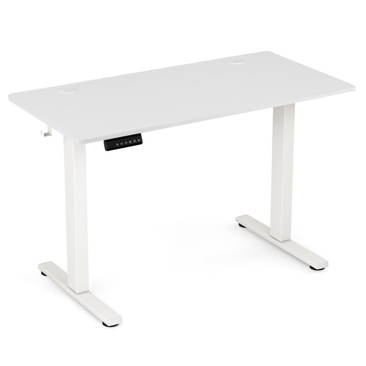 Adjustable Electric Standing Desk with 3 Memory Height Settings, Cable Management, and Hooks