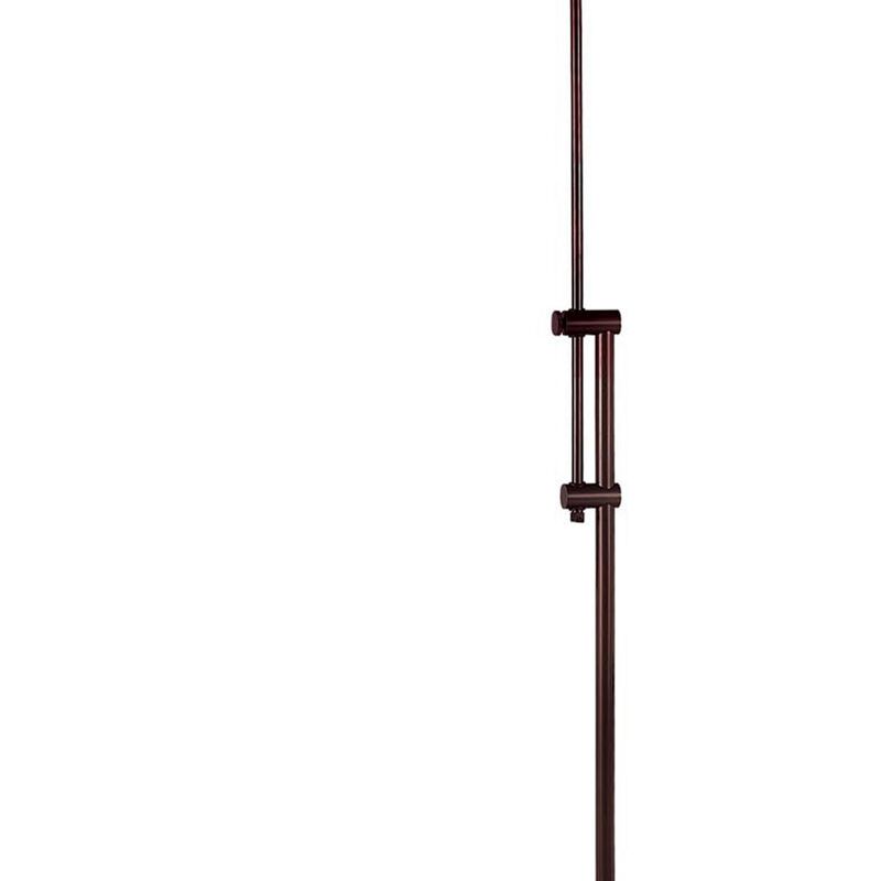 3 Way Metal Floor Lamp with and Adjustable Height Mechanism, Brown - Benzara