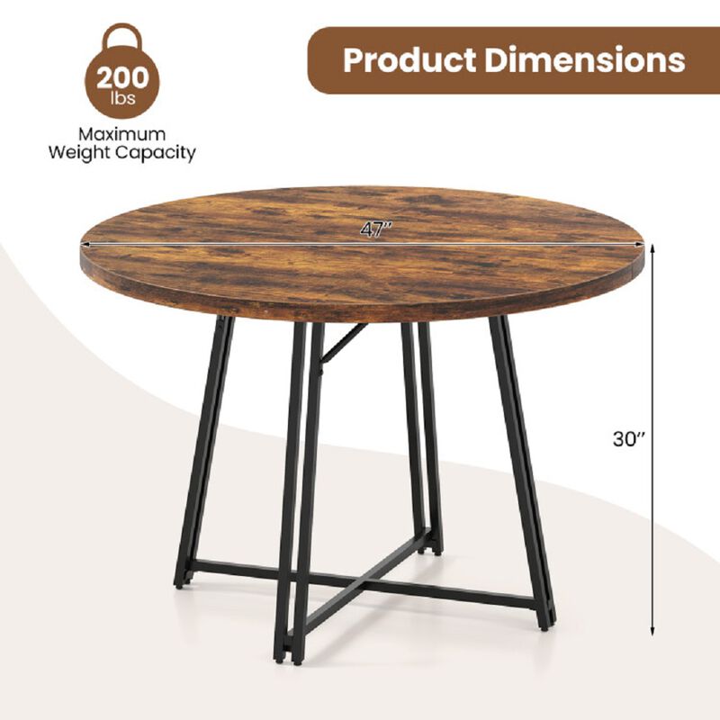 Round Dining Table 47", Kitchen Table for 4&ndash;6 People with Cross Base image number 2
