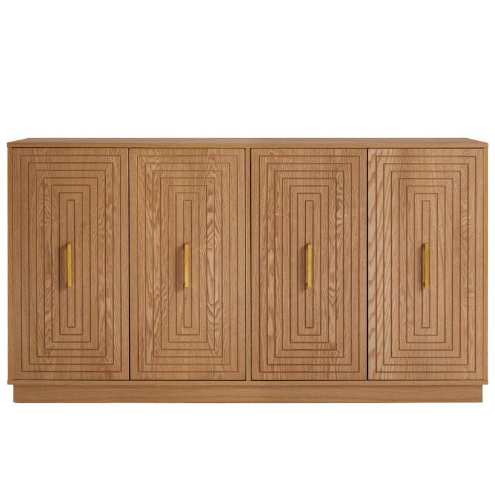 Hinnob 4-Door Geometric Wood Sideboard