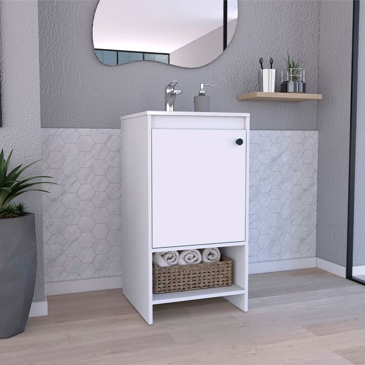 DEPOT E-SHOP Braavos Bathroom Vanity, Sink, Two Shelves, Single Door Cabinet