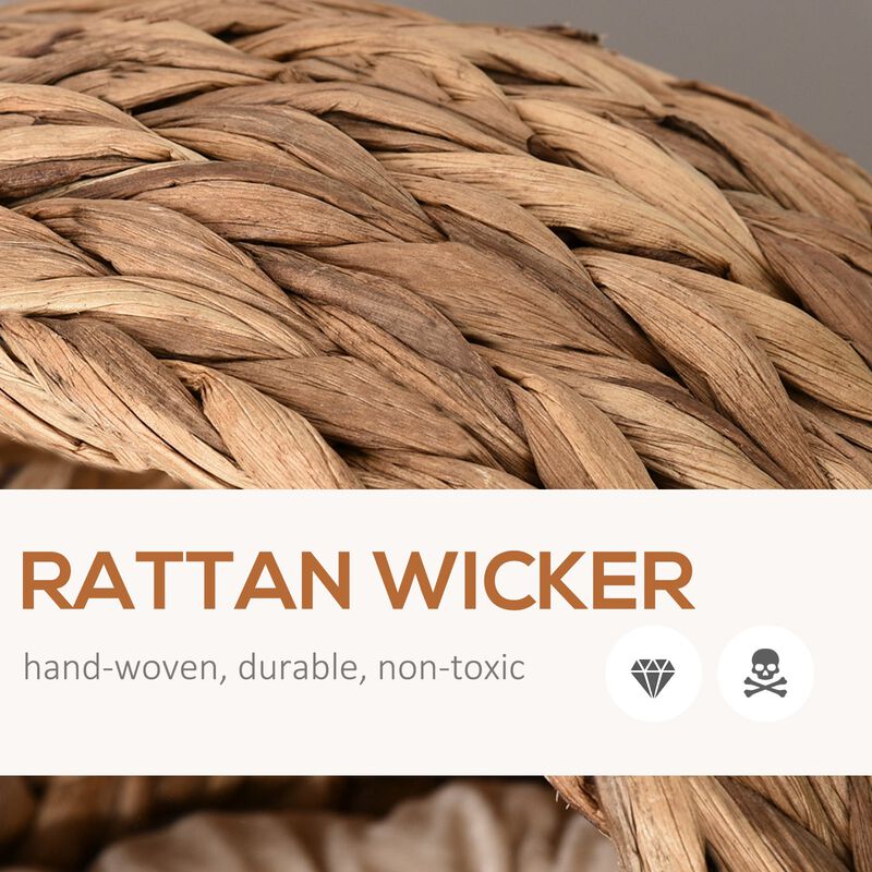 Natural Kitty Nest: 23.5" H Brown Banana Leaf Elevated Cat Basket