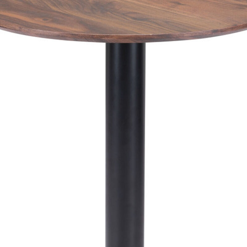 Hivvago 24 Inch  Black And Brown Round End Table