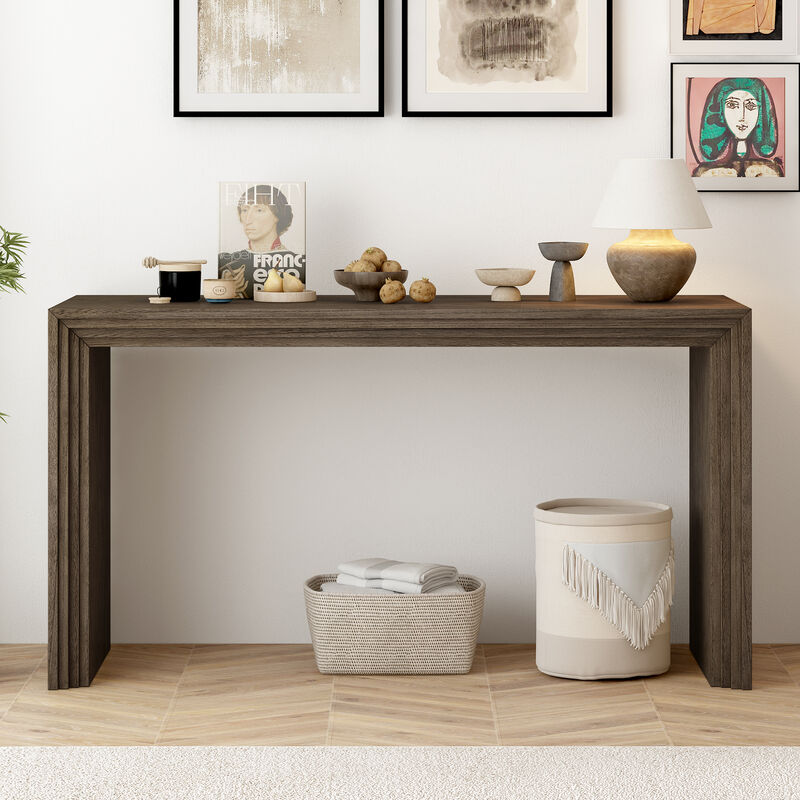Whisen Modern Paulownia Solid Wood Veneer Console Table - Black