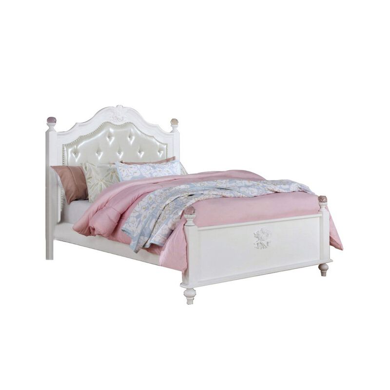 Simple Relax Leatherette and Wood Full Bed in White image number 0