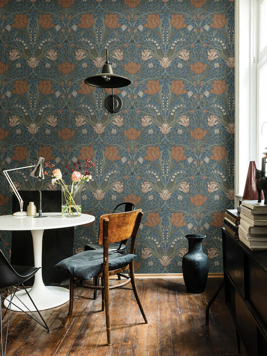 Filippa Blue Tulip Wallpaper