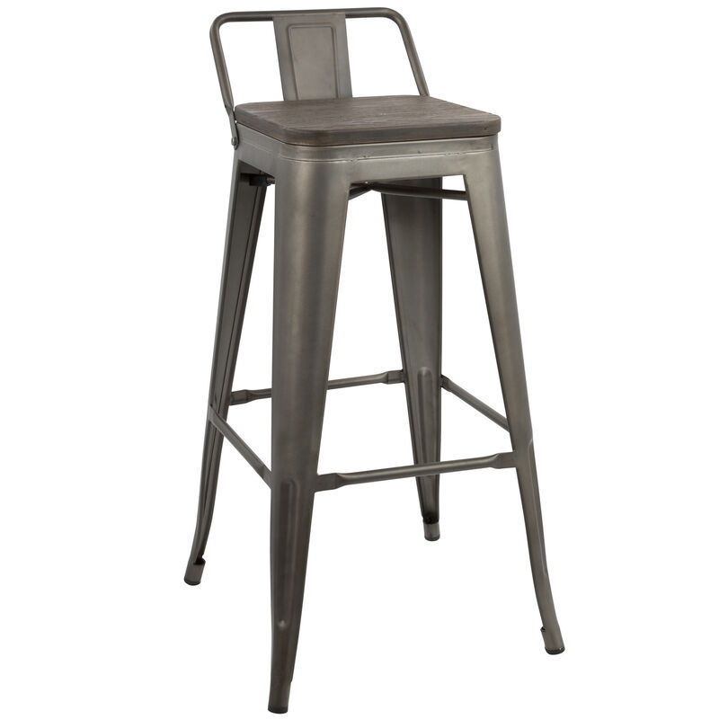 Lumisource Oregon Industrial Low Back Barstool in Antique and Espresso - Set of 2 image number 3
