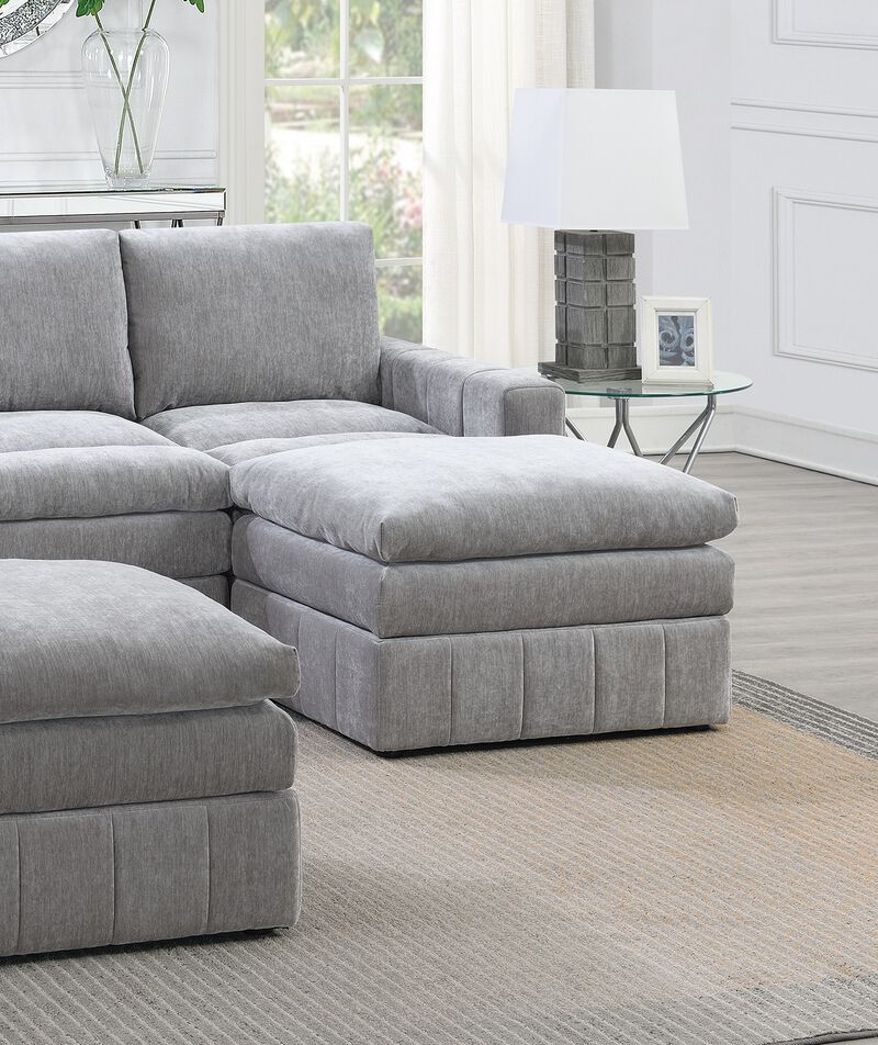 Streamdale Contemporary 5 Piece Modular Sectional Set in Granite Morgan Fabric