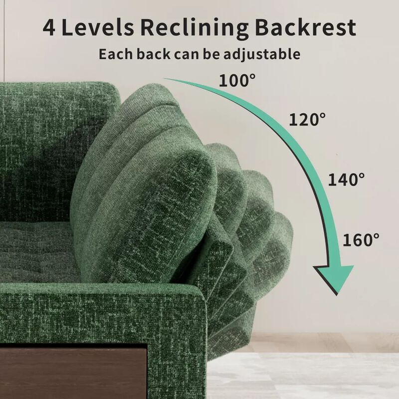 102" 8-Seat U-Shaped Modular Sectional Sleeper Sofa with Pull Out Bed, Chenille Reclining Backrests image number 3