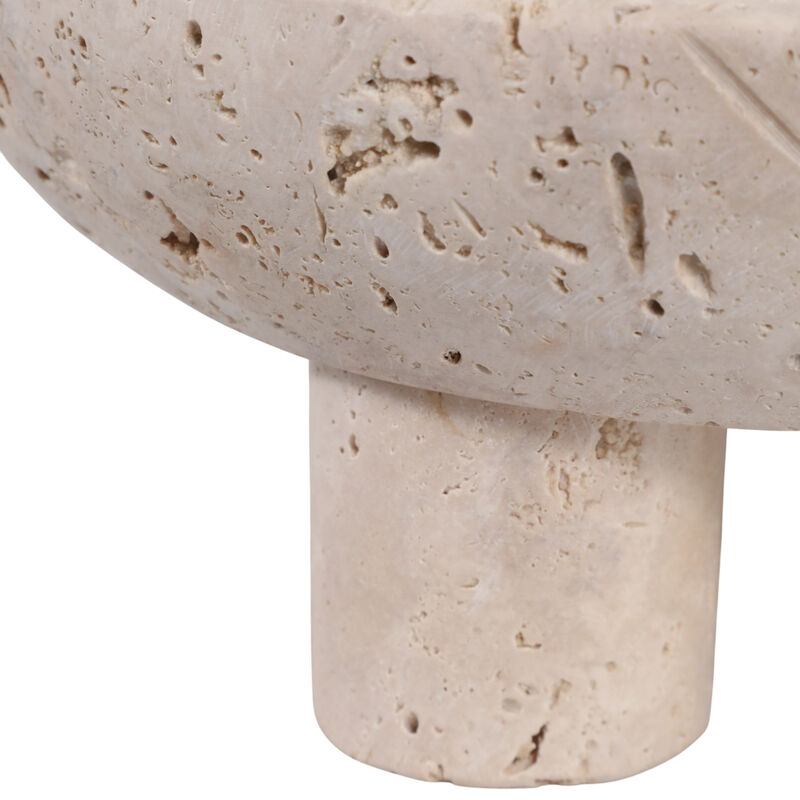 10" Travertine Footed Bowl, Tan image number 5