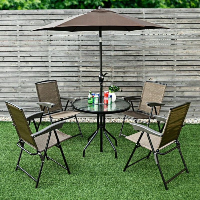 Hivvago Folding Sling Chairs with Smooth Armrests and Adjustable Back for Patio