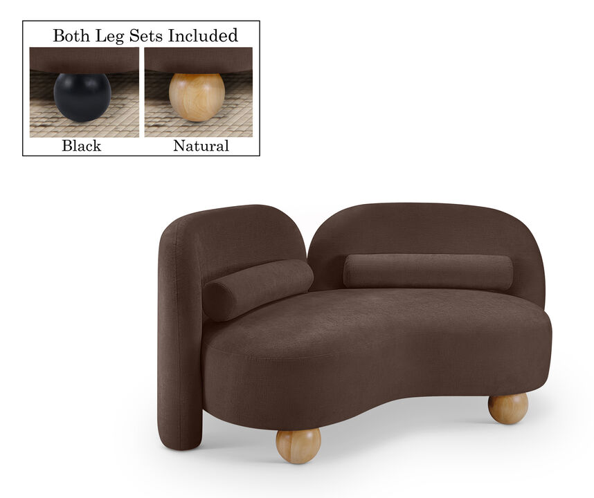 Meridian Furniture Daphne Brown Chenille Fabric Loveseat